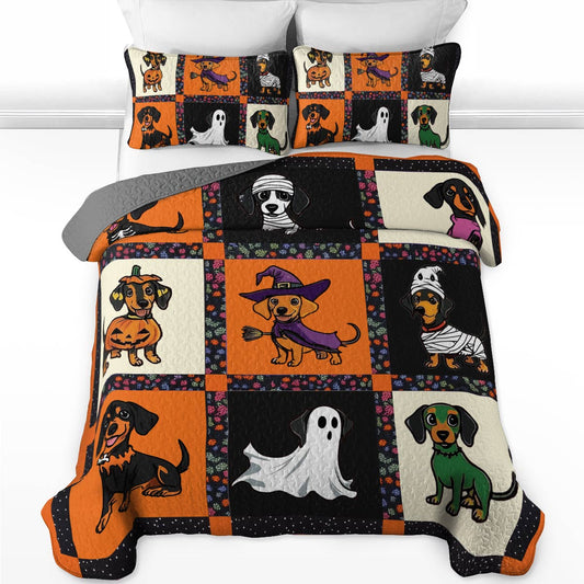 Shineful All Season Quilt 3-Piece Set - Howl-o-ween Dachshund