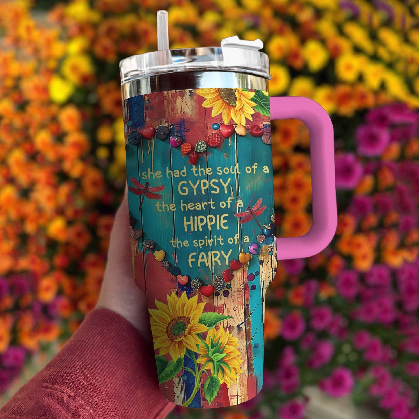 Hippie 40 Oz Shineful™ Tumbler Girl Lovely Tl10 Hot Pink 40Oz