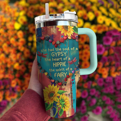 Hippie 40 Oz Shineful™ Tumbler Girl Lovely Tl10 Turquoise Blue 40Oz