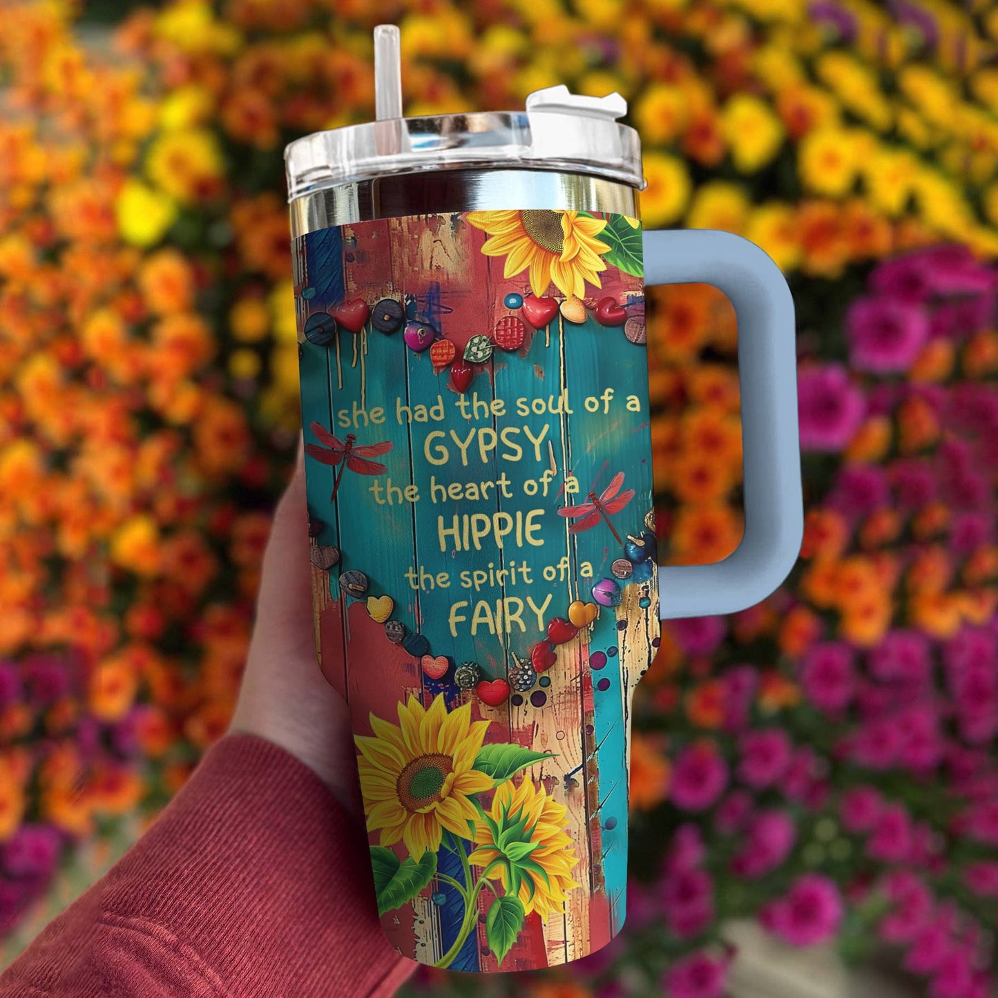 Hippie 40 Oz Shineful™ Tumbler Girl Lovely Tl10 Sky Blue 40Oz