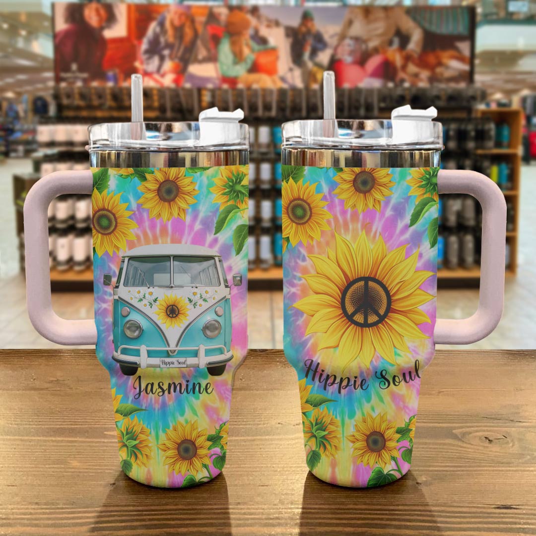 Hippie Personalized 40 Oz Shineful™ Tumbler Sunshine Peace Tl10 40Oz