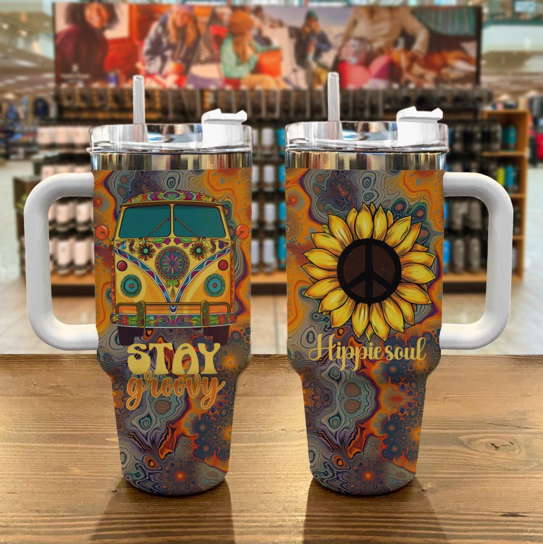 Hippie 40 Oz Shineful™ Tumbler Stay Groovy Tl10 White 40Oz