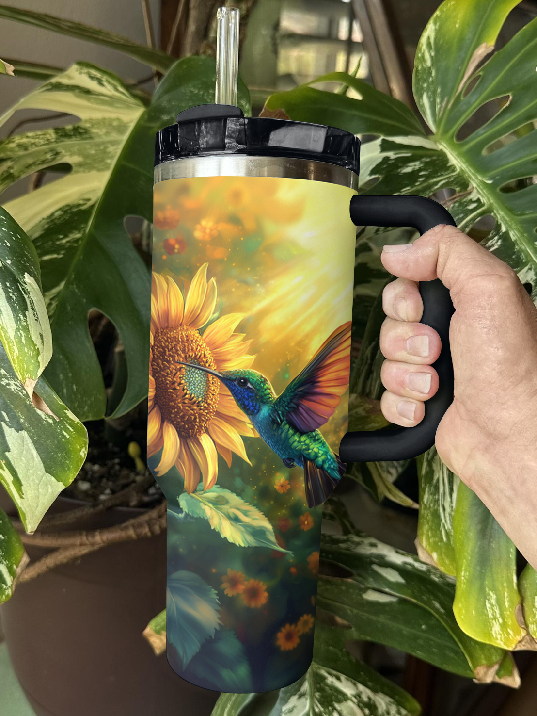 Shineful Tumbler Hummingbird & Sunflower Serenade