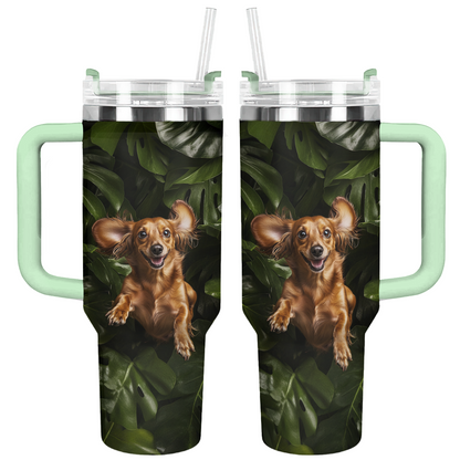 Shineful Tumbler Joyful Dachshund in Monstera