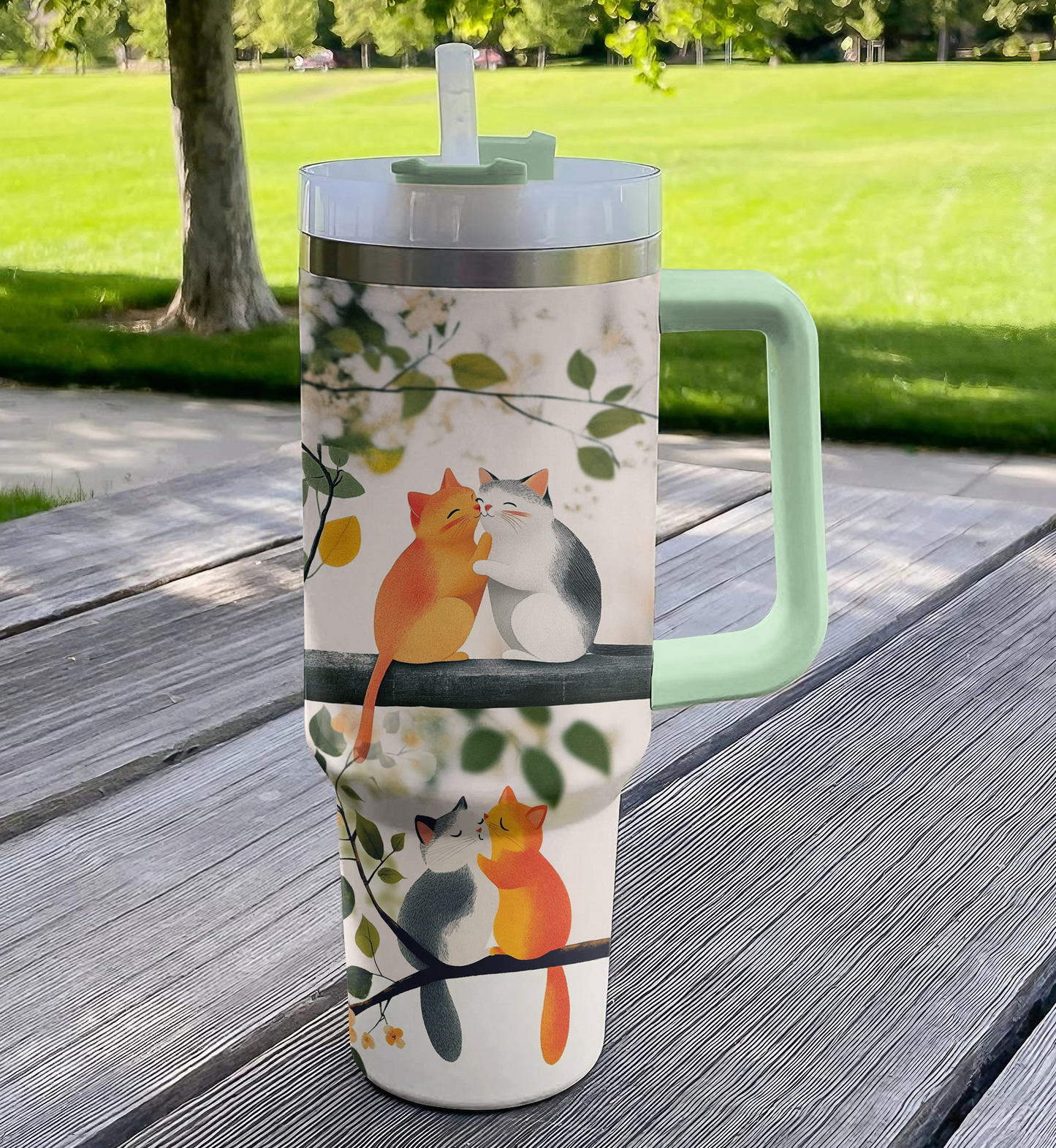 Shineful Tumbler Cuddling Cats on a Tree