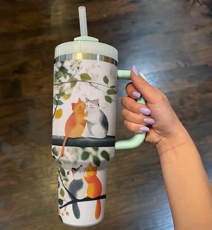 Shineful Tumbler Cuddling Cats on a Tree