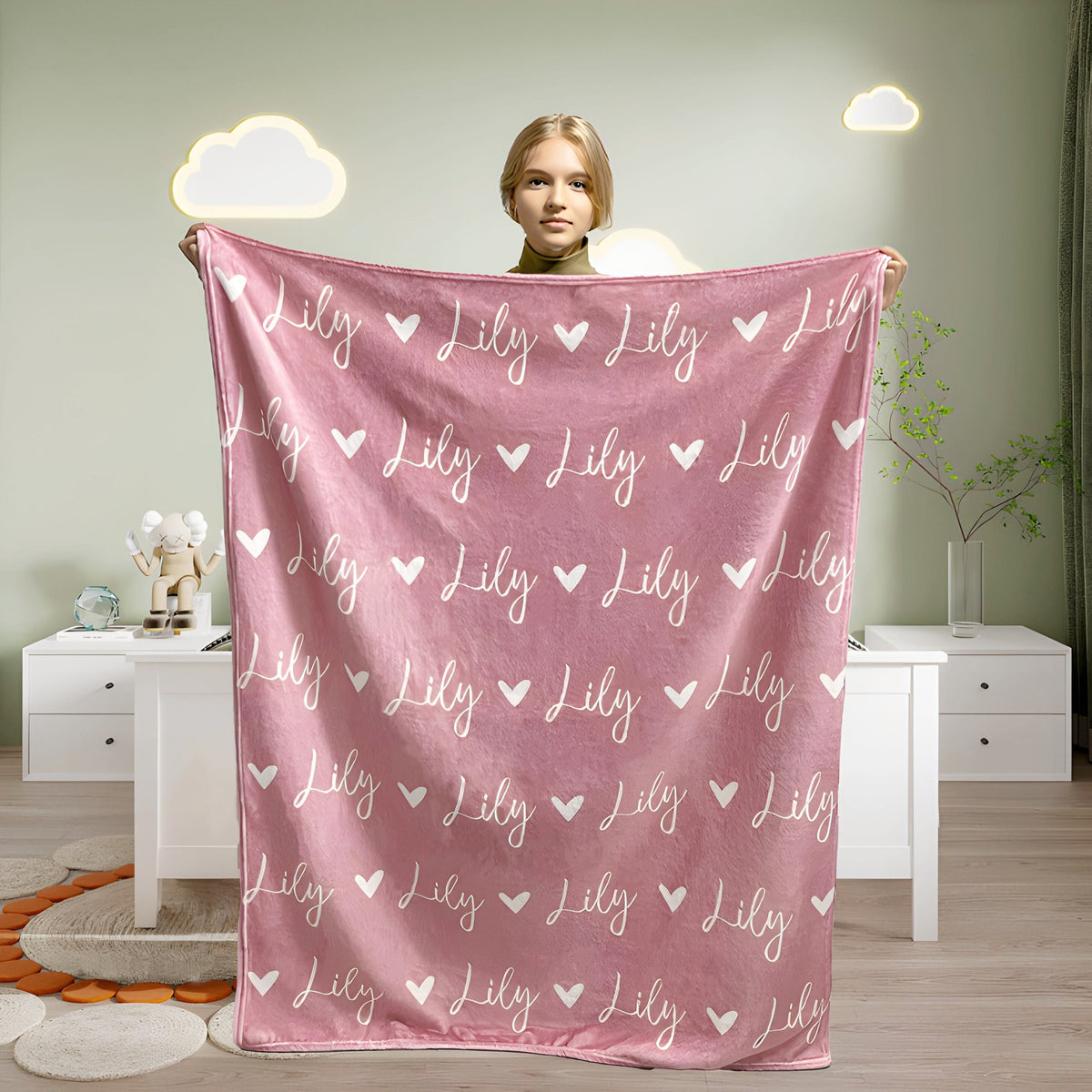 Shineful Personalized Girl Name Blanket, Custom Baby Blanket, Newborn Blanket, Girl Blanket Gift, Baby Blanket, Kids Blanket, Christmas Present Gift