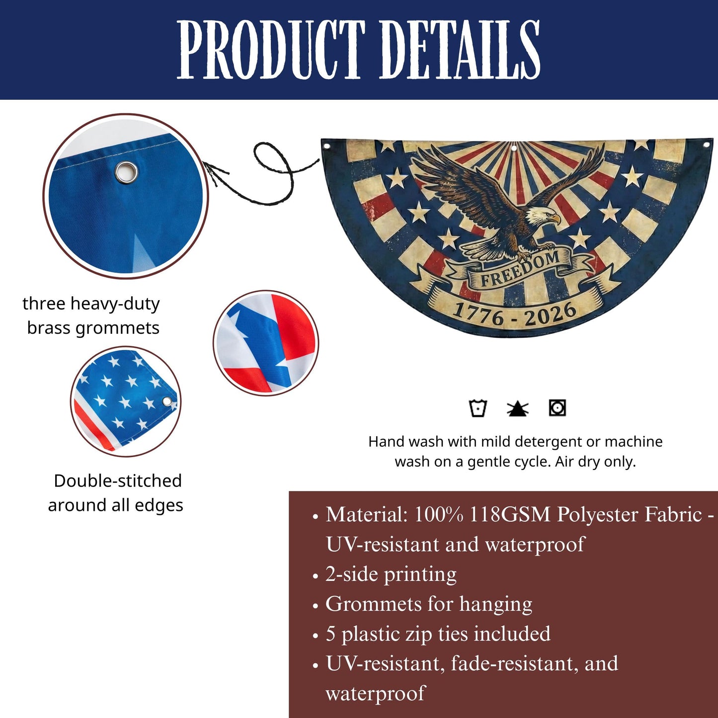 Shineful Decorative Fan Flag Liberty Bell – 250 Years of Independence