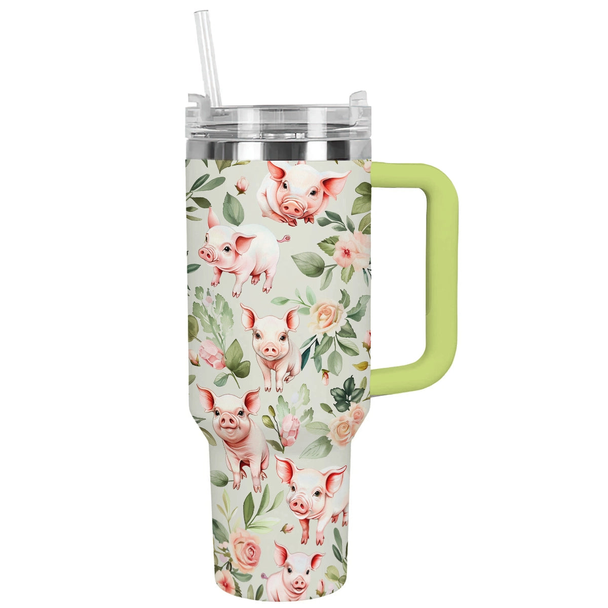 Shineful Tumbler Piglet Green Roses