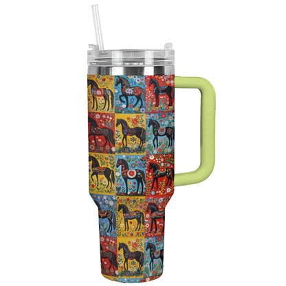 Shineful Tumbler Folk Art Horse