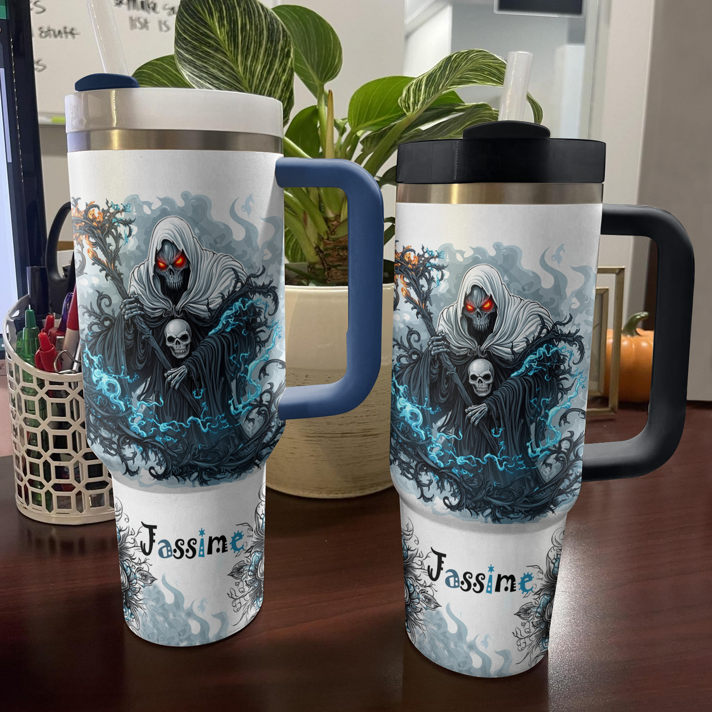 Shineful Tumbler Personalized Sleek Skull Design