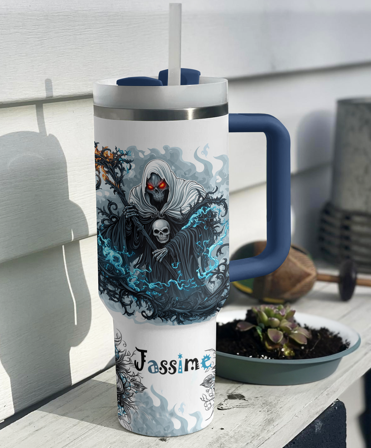 Shineful Tumbler Personalized Sleek Skull Design