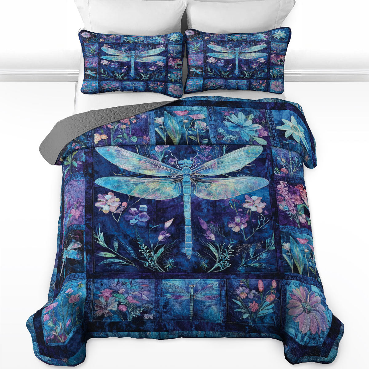 Shineful All Season Quilt 3-Piece Set Twilight Garden Flight