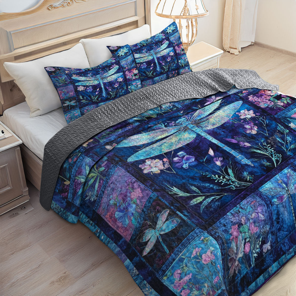 Shineful All Season Quilt 3-Piece Set Twilight Garden Flight