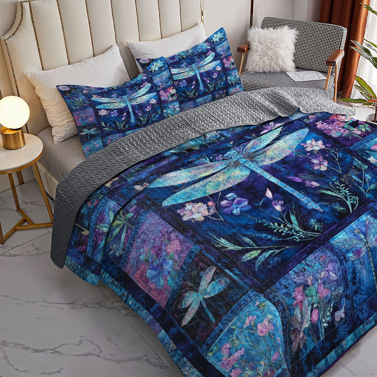 Shineful All Season Quilt 3-Piece Set Twilight Garden Flight
