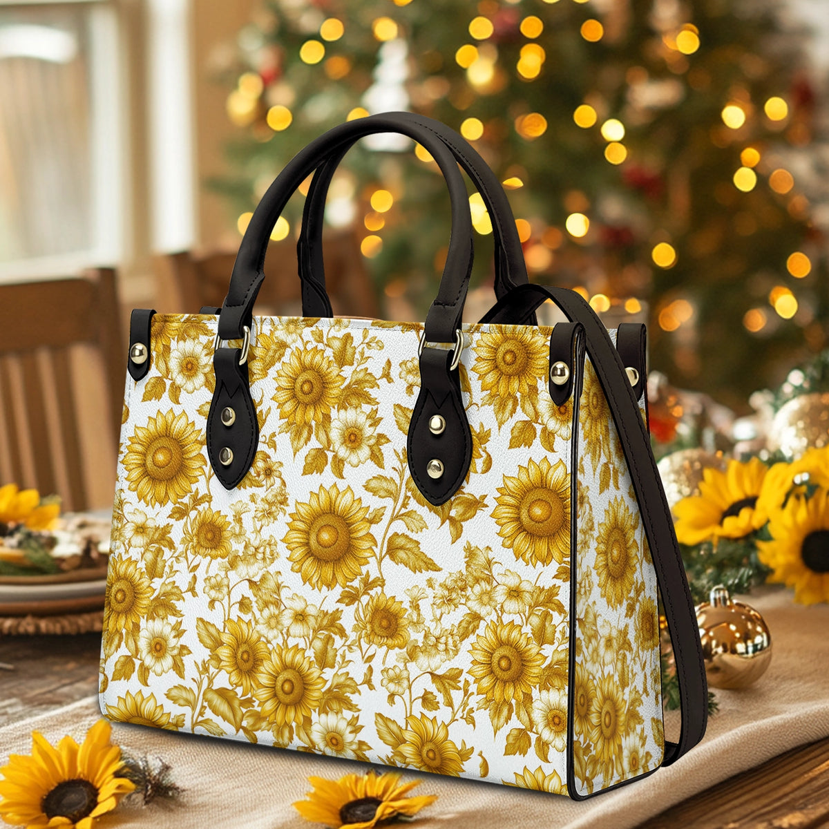 Shineful Leather Bag Golden Sunflower Bloom