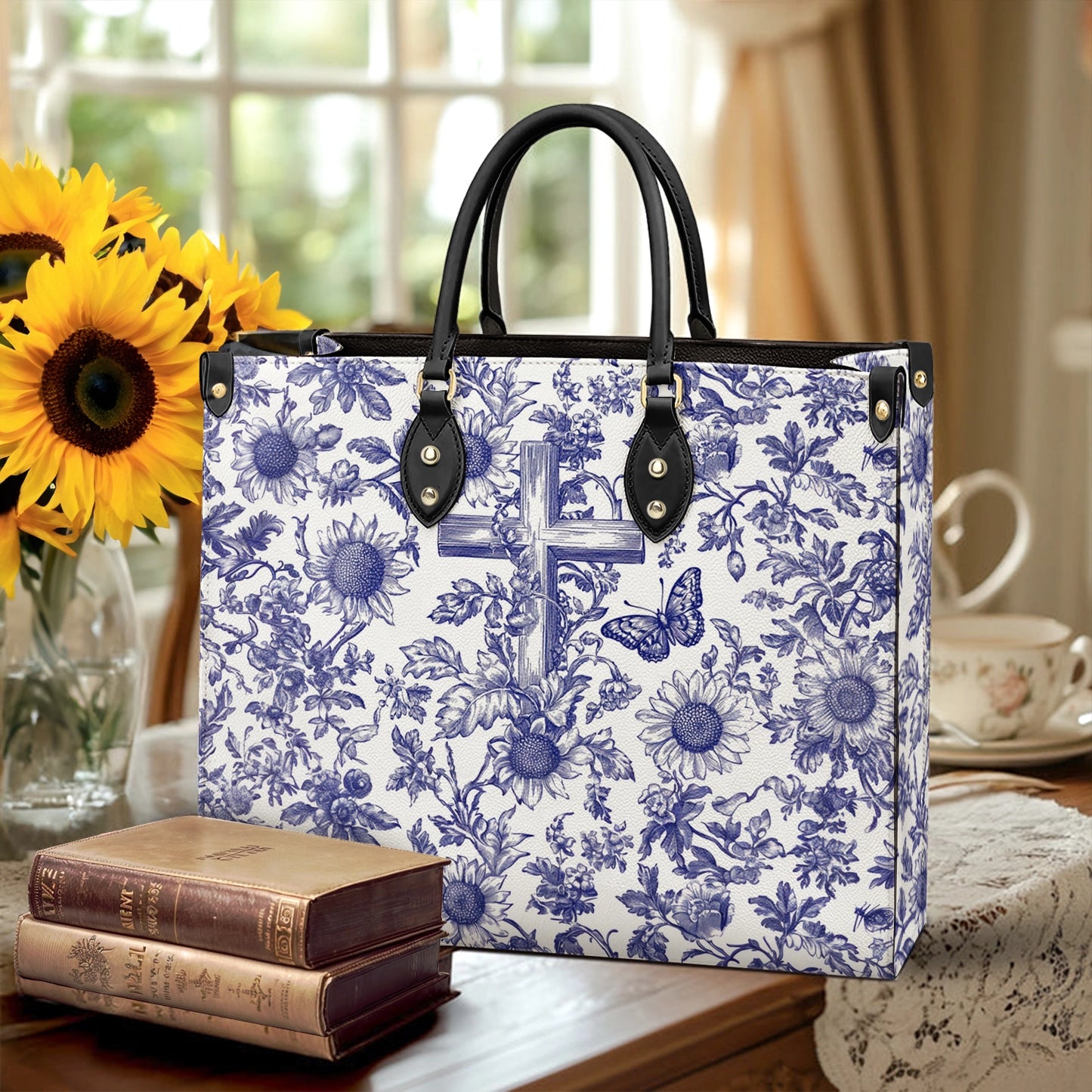 Shineful Leather Bag Sunflower & Cross Blessing