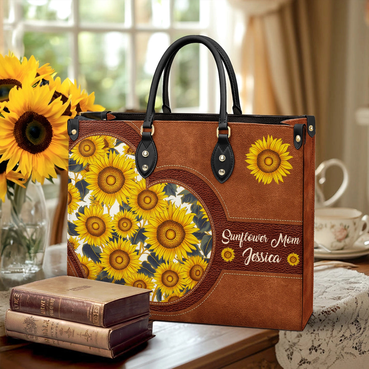 Shineful Leather Bag Sunflower Bold Bloom