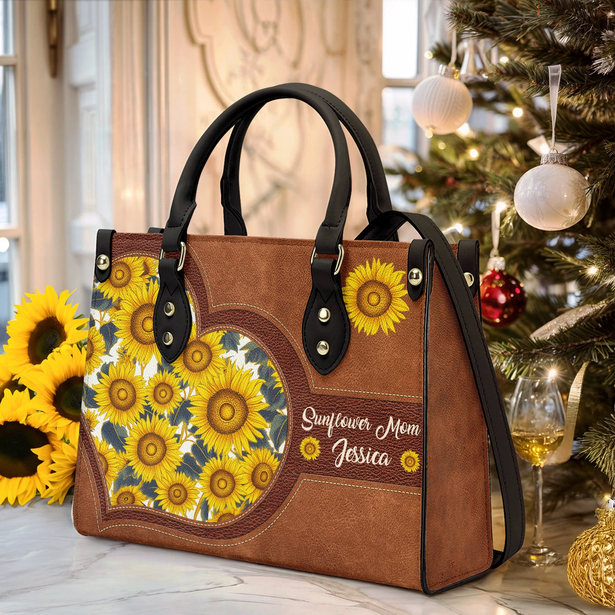 Shineful Leather Bag Sunflower Bold Bloom