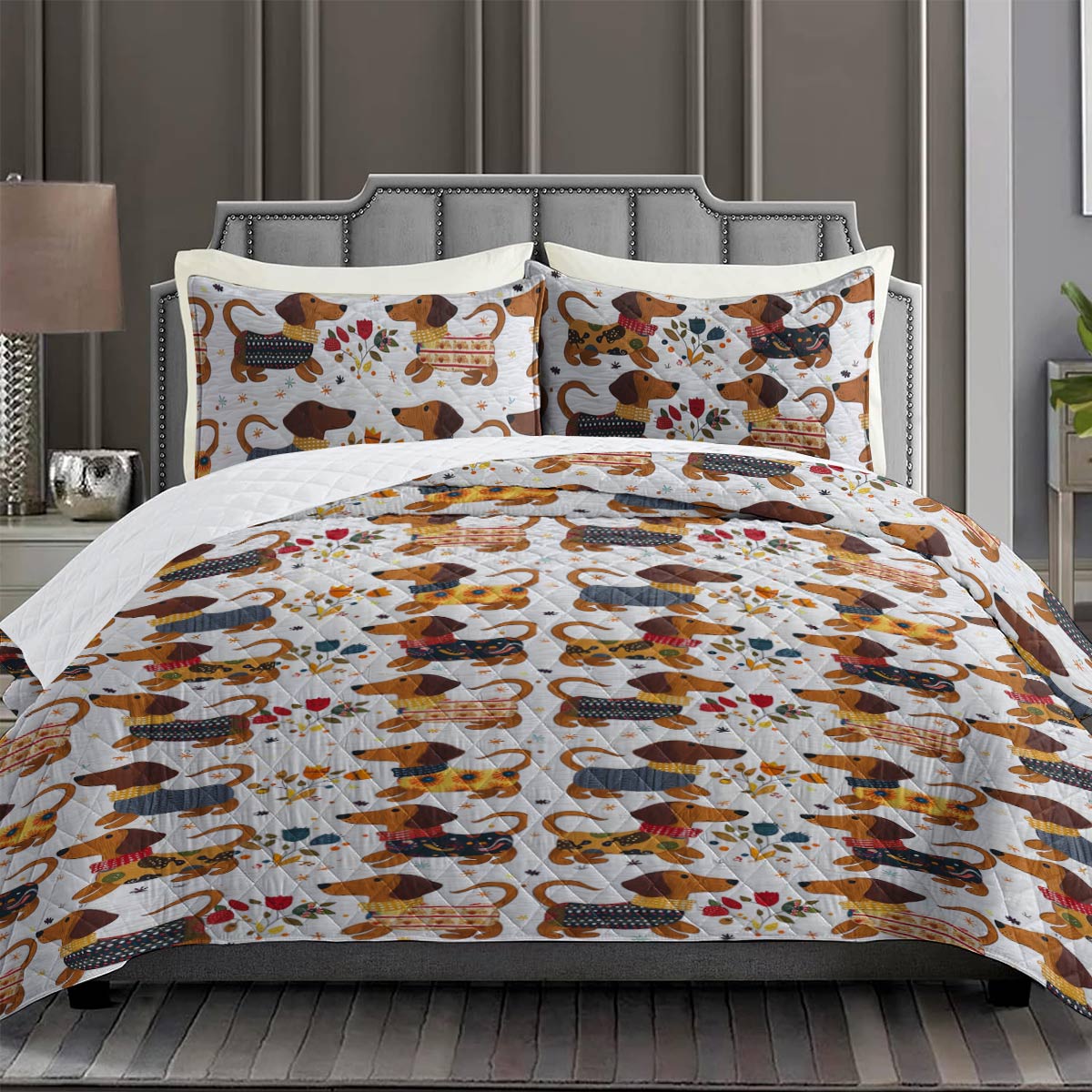 Shineful Quilt 3-Piece Set Sunshine Dachshunds