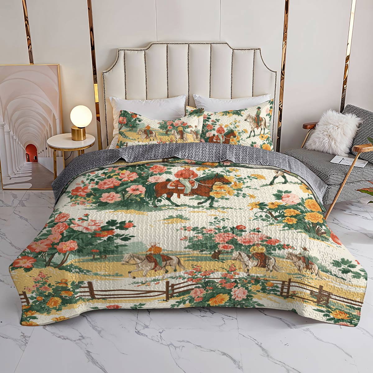 Shineful All Season Quilt 3-Piece Set Cowboy Flower