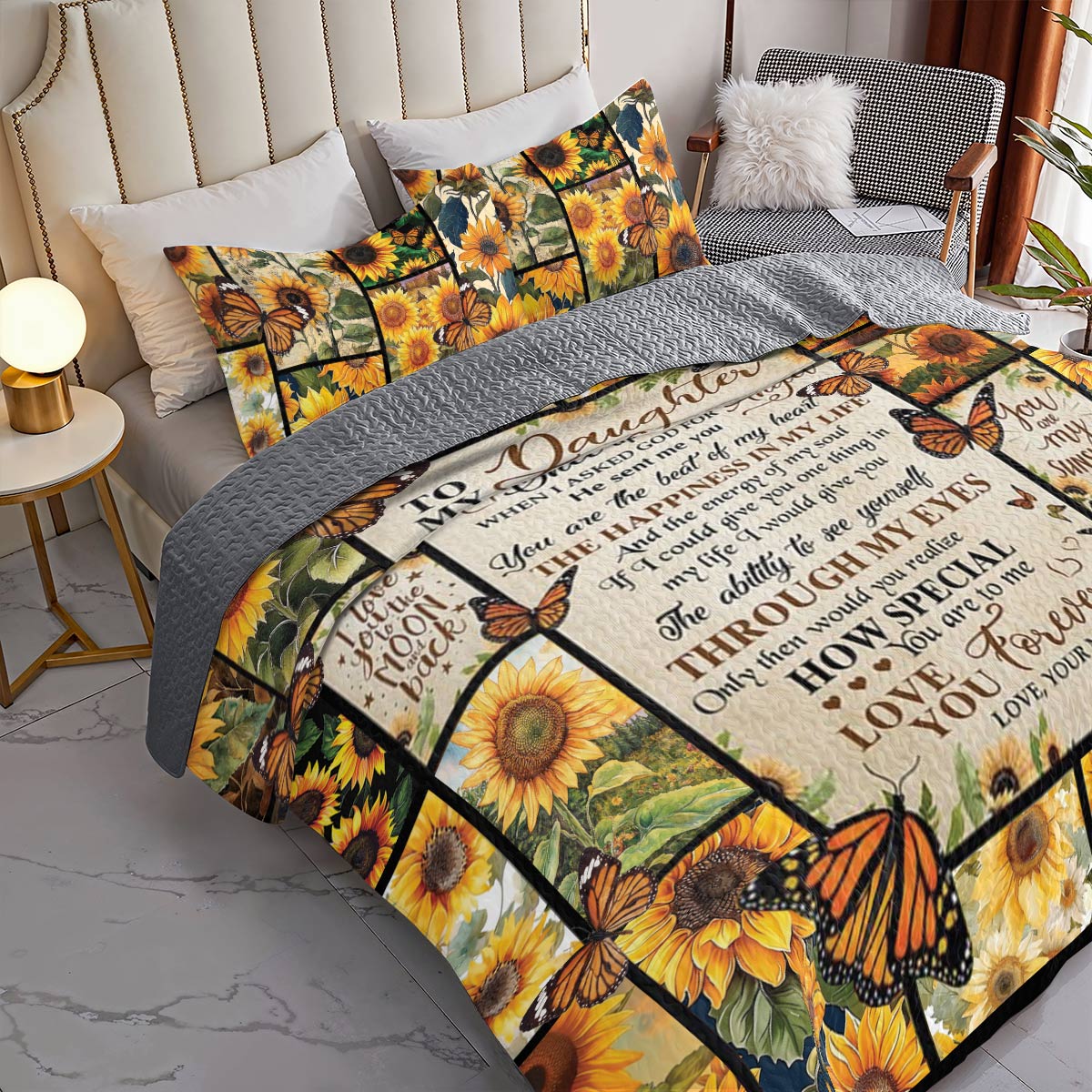 Shineful All Season Quilt 3-Piece Set Sunflower Angel