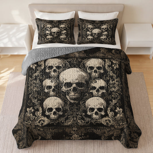 Shineful Quilt 3-Piece Set Gothic Skull Majesty