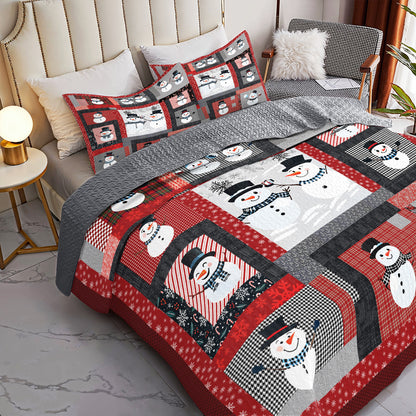 Shineful Quilt 3-Piece Set Playful Snowmen
