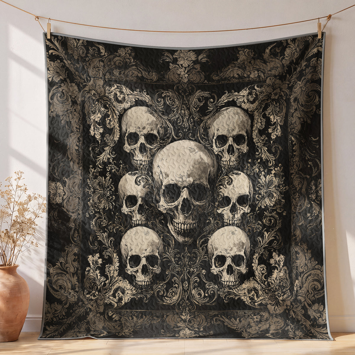 Shineful Quilt 3-Piece Set Gothic Skull Majesty