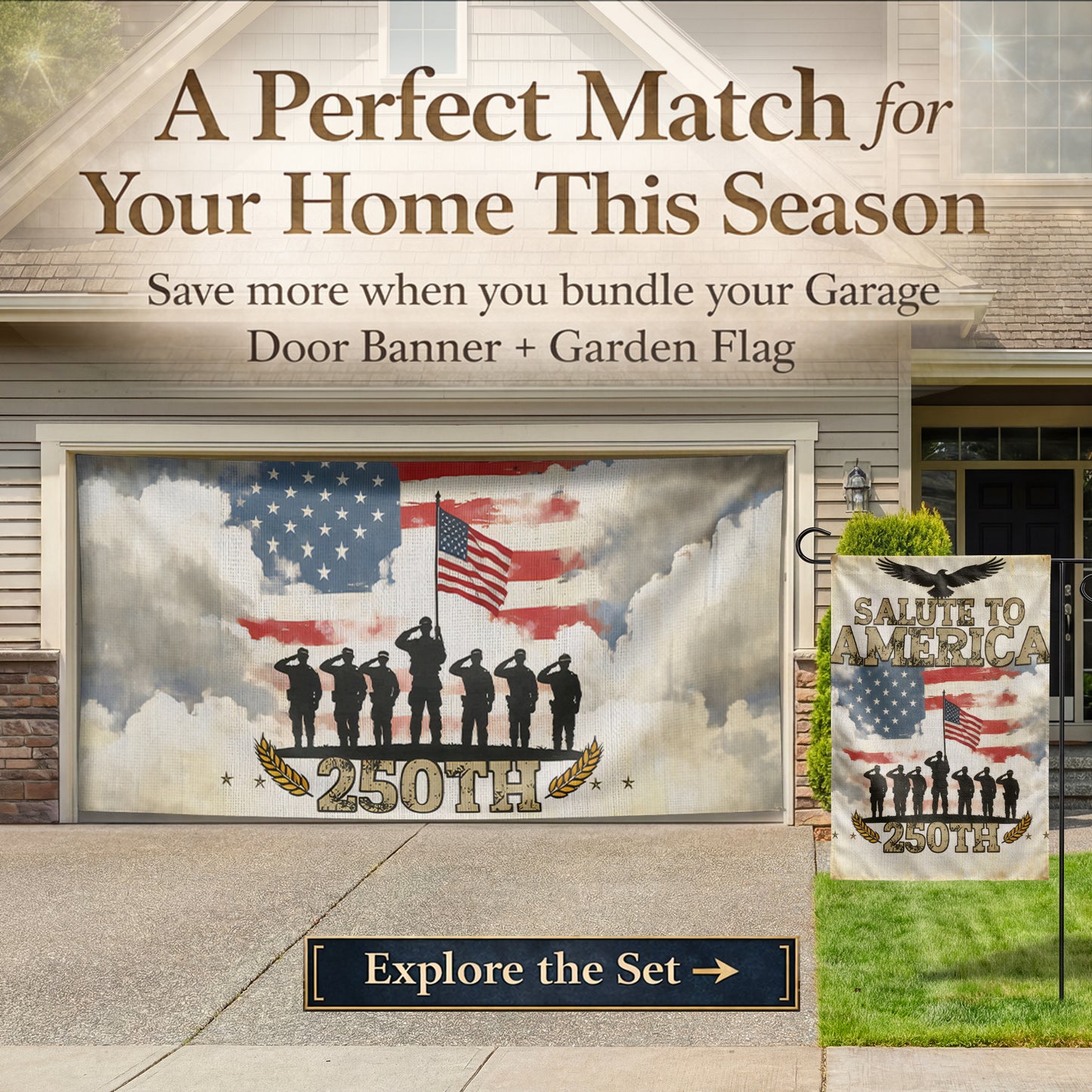 Shineful Garage Door Banner Decoration Salute to America