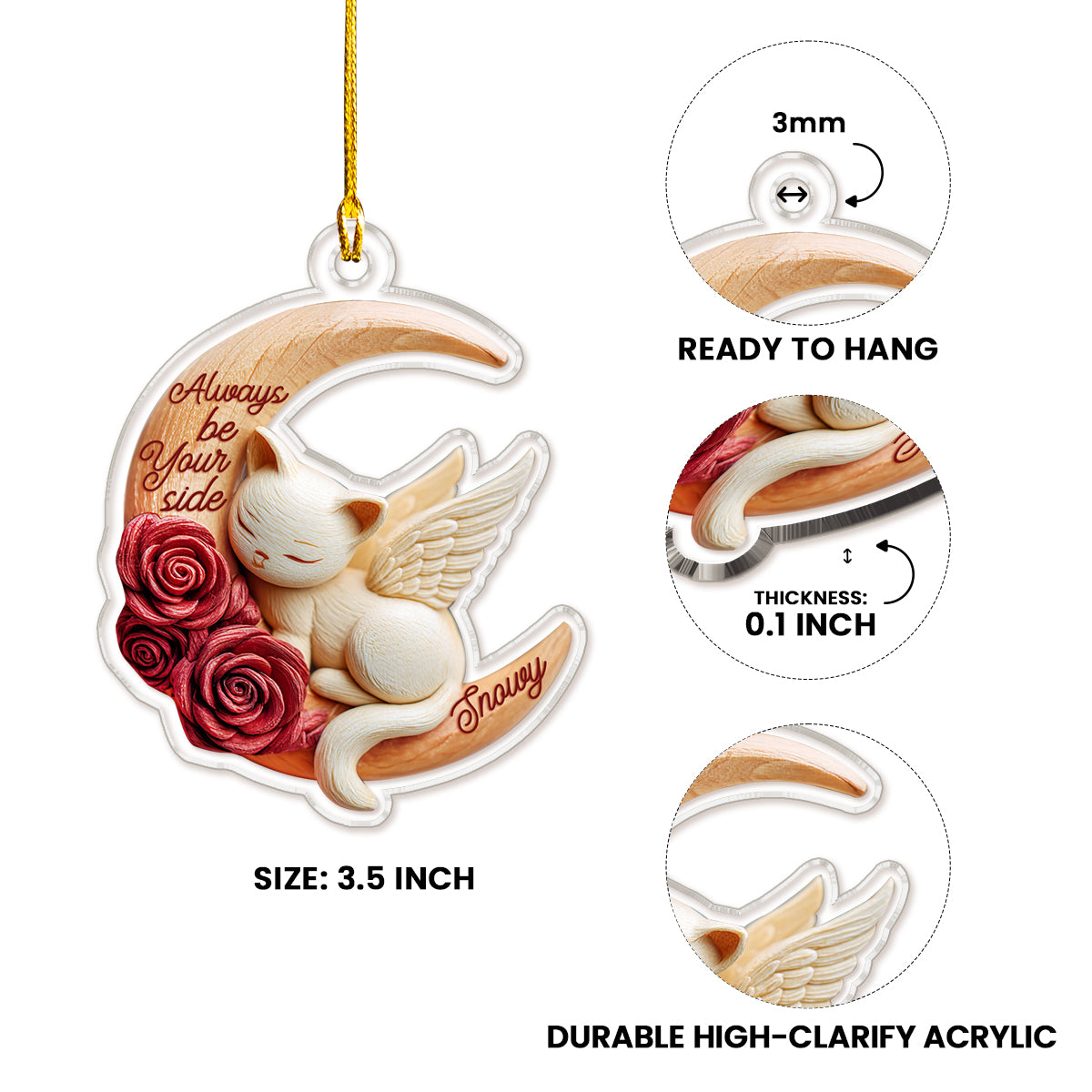 Shineful 2D Acrylic Ornament Personalized Cat Moon Love