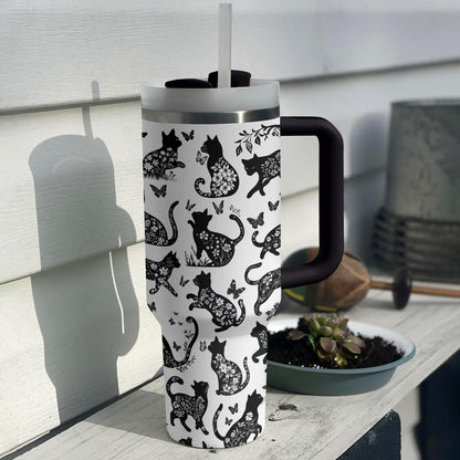Shineful Tumbler Black Cat Floral