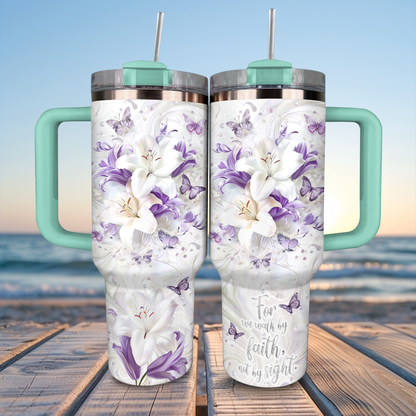 Shineful Glossy Tumbler For We Walk By Faith Not By Sight Christian