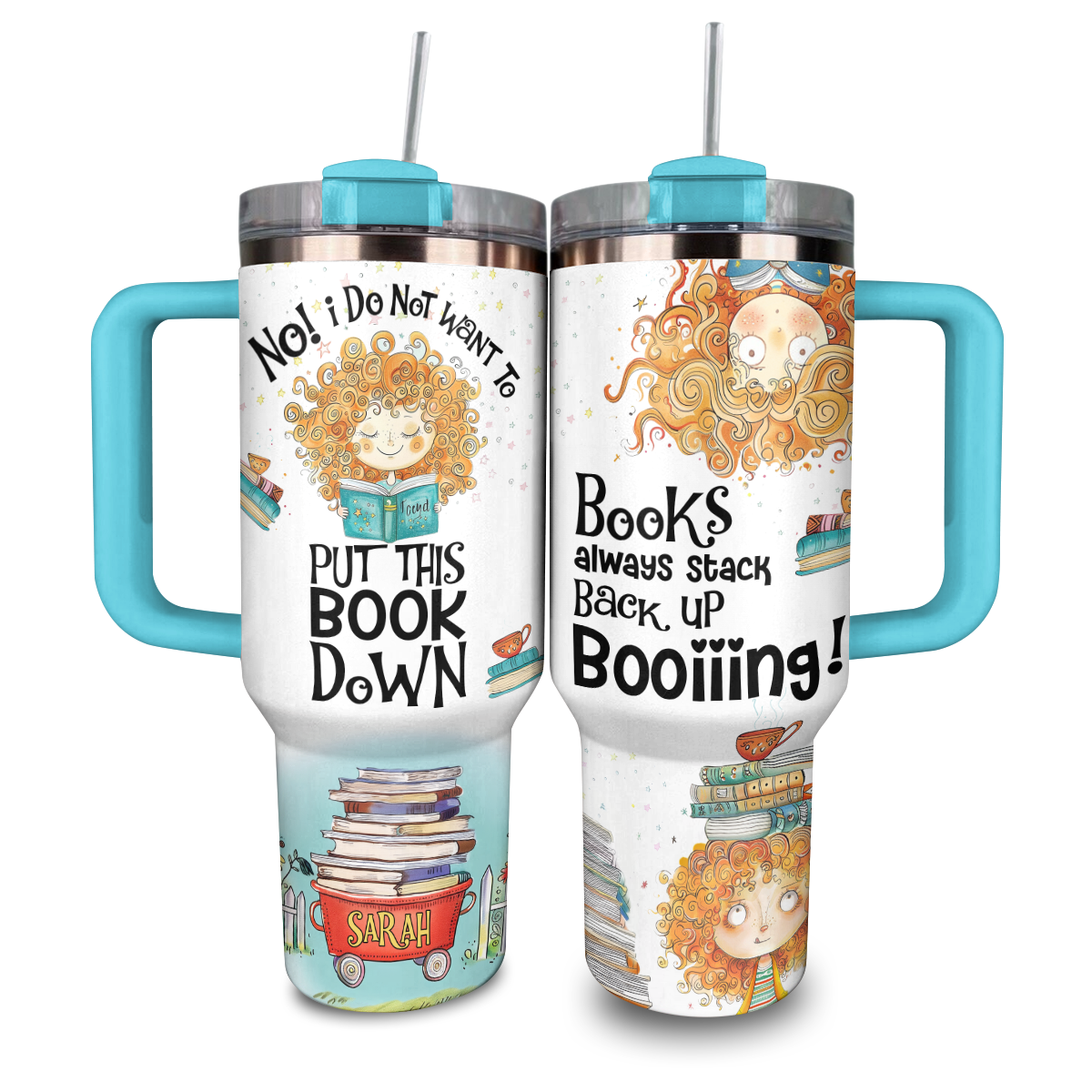 Shineful Personalized Tumbler Whimsical Curls & Literary Adventures