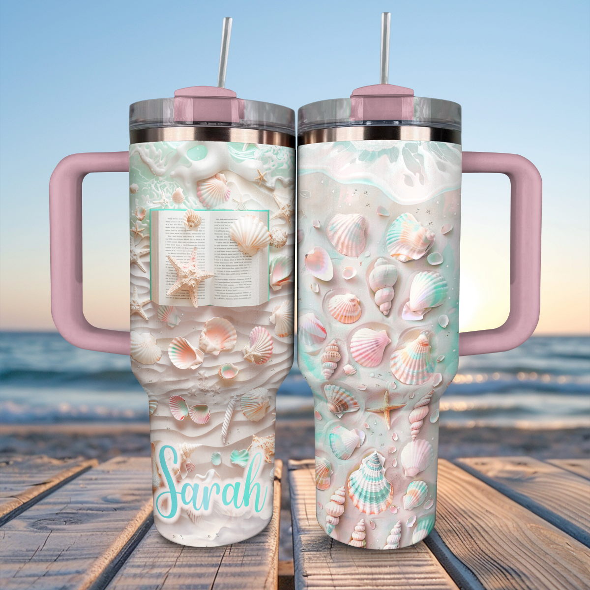 Shineful Personalized Tumbler Pastel Beach Reads
