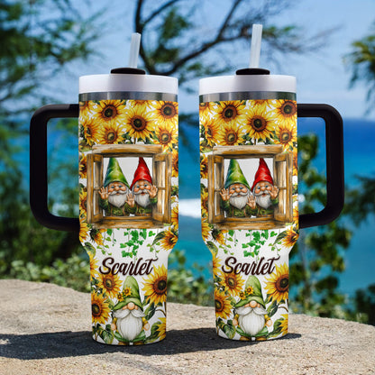 Shineful Tumbler Personalized Sunflower Lucky Gnomes