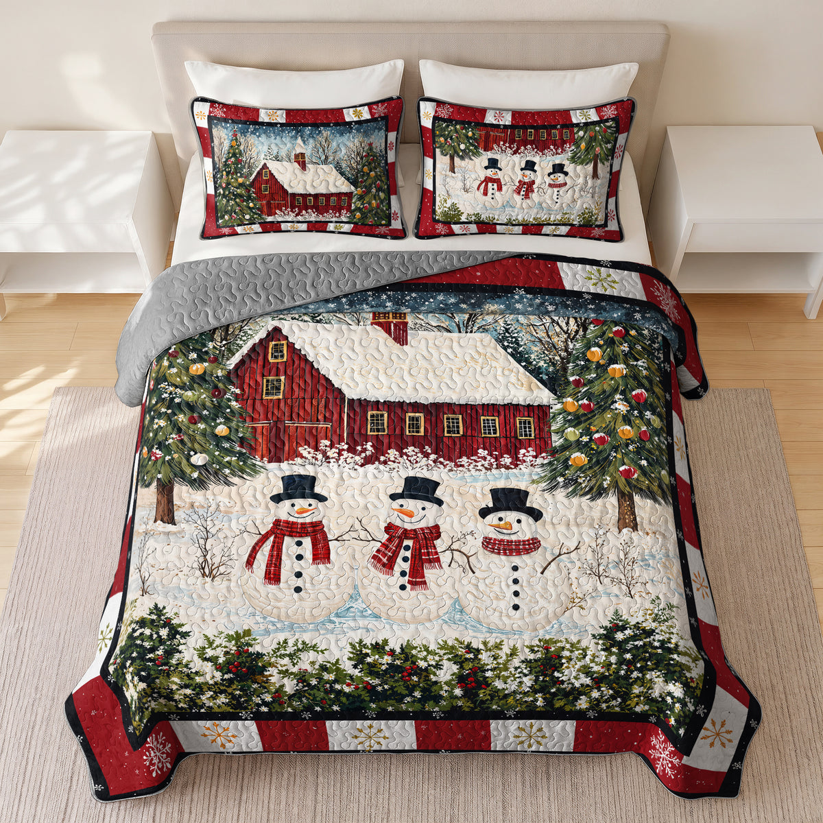 Shineful Quilt 3-Piece Set Country Christmas Charm