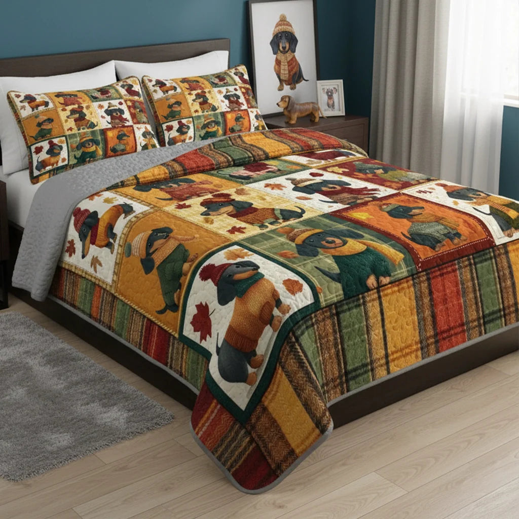 Shineful Quilt 3-Piece Set Snuggle Season Doxies