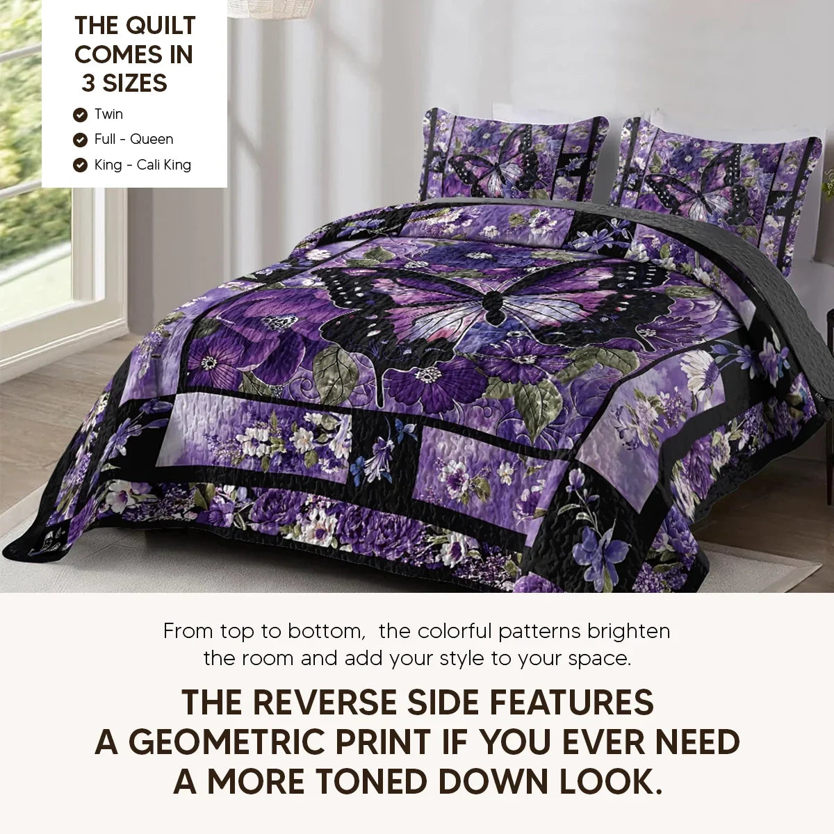 Shineful Quilt 3-Piece Set Dance of the Violet Wings