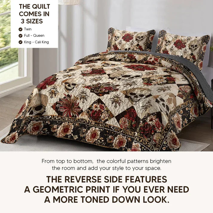 Shineful Quilt 3-Piece Set Gothic Skull Majesty