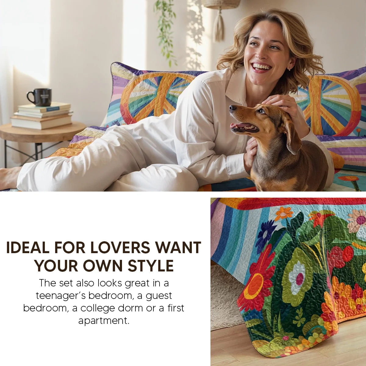 Shineful Quilt 3-Piece Set Peace Bloom