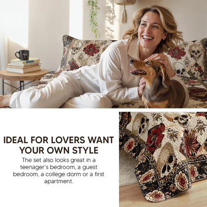 Shineful Quilt 3-Piece Set Gorgeous Mandala Skull