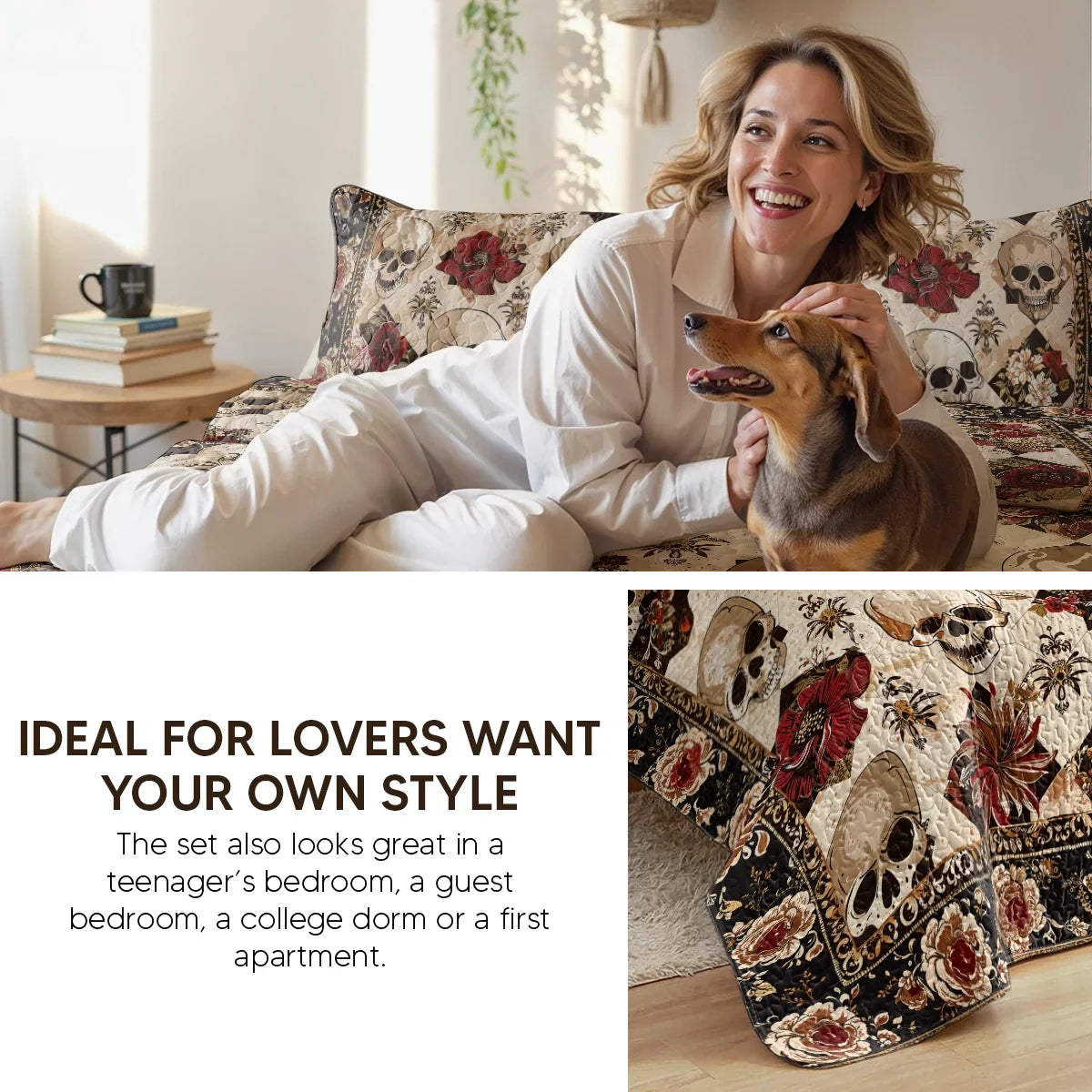 Shineful Quilt 3-Piece Set Baroque Skull Majesty