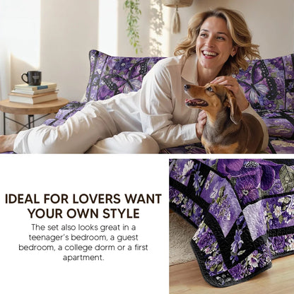 Shineful Quilt 3-Piece Set Dance of the Violet Wings