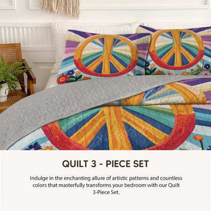 Shineful Quilt 3-Piece Set Peace Bloom