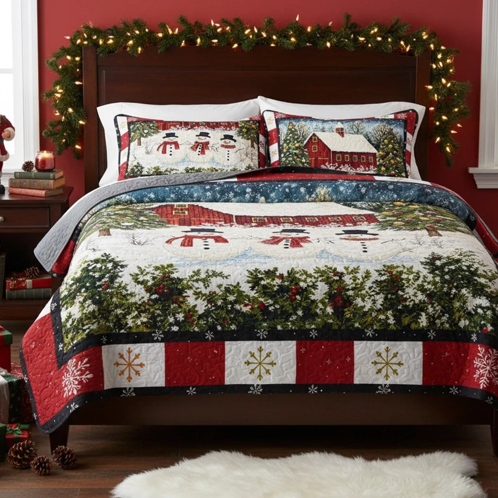 Shineful Quilt 3-Piece Set Country Christmas Charm