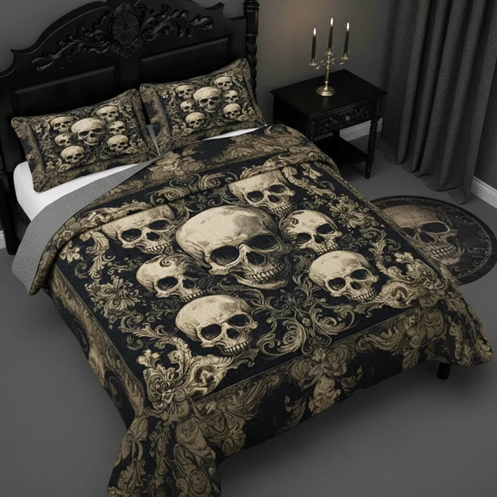 Shineful Quilt 3-Piece Set Gothic Skull Majesty
