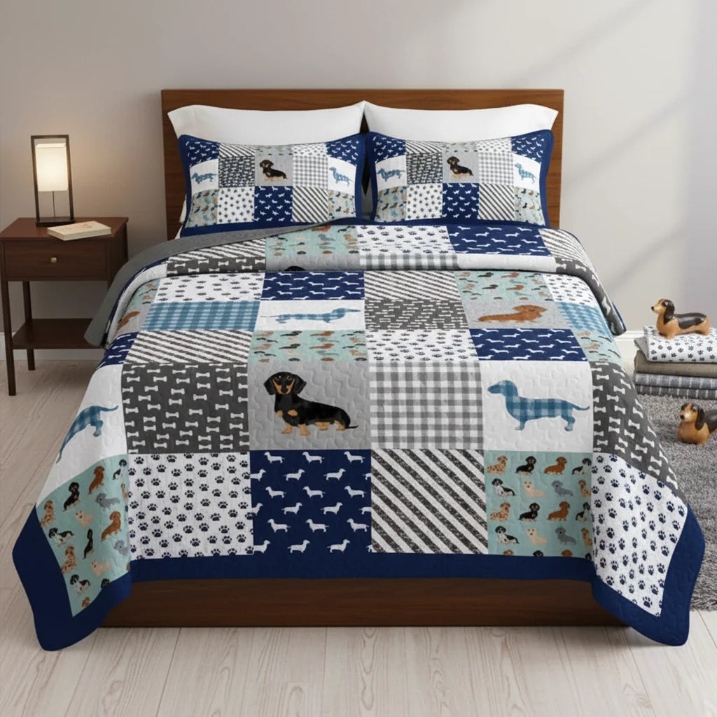 Shineful Quilt 3-Piece Set Dachshund Delight