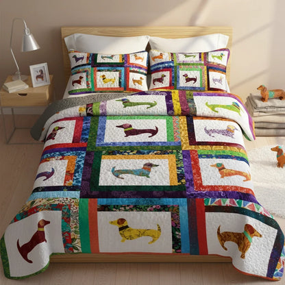 Shineful Quilt 3-Piece Set Dachshund Friends