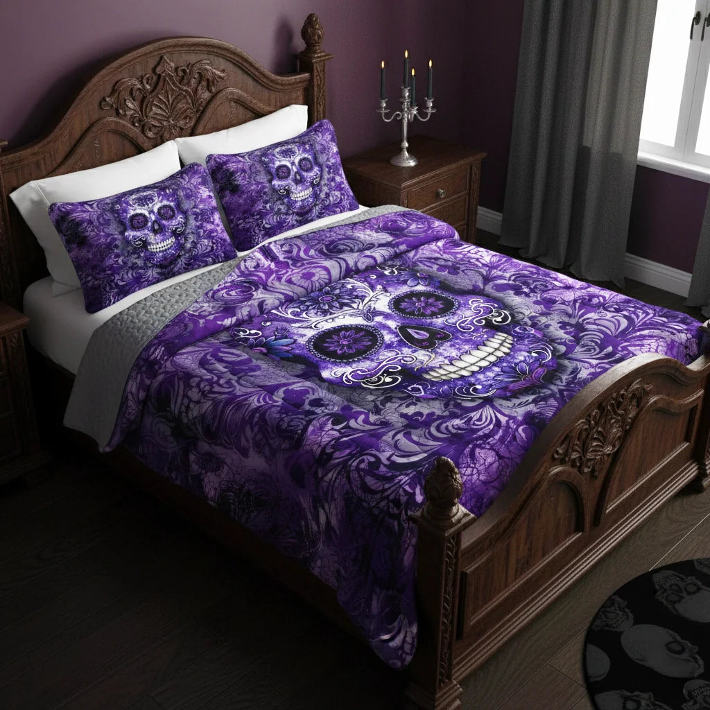Shineful Quilt 3-Piece Set Gorgeous Mandala Skull